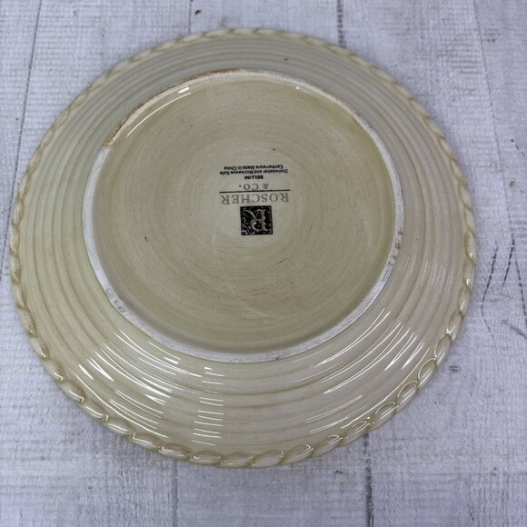 Roscher & Co BELLINI CREAM Embossed Rope Ring Earthenware Salad Plates Set 4 - Picture 7 of 16